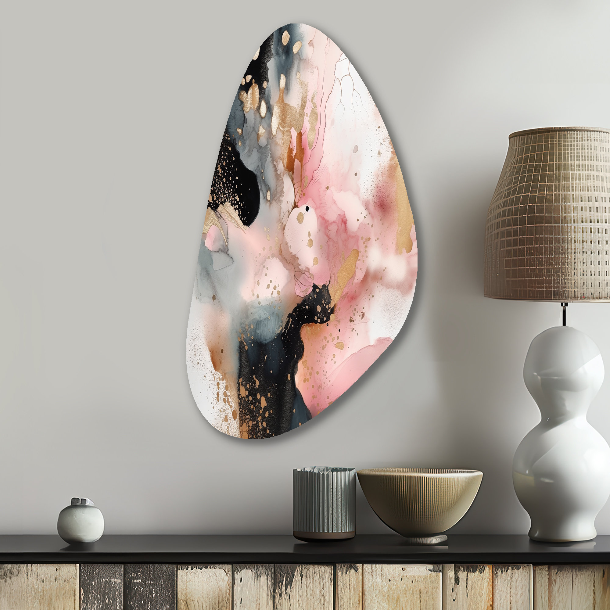Design Art Pink Gold Marble Texture II - Abstract Marble Fall Shape ...