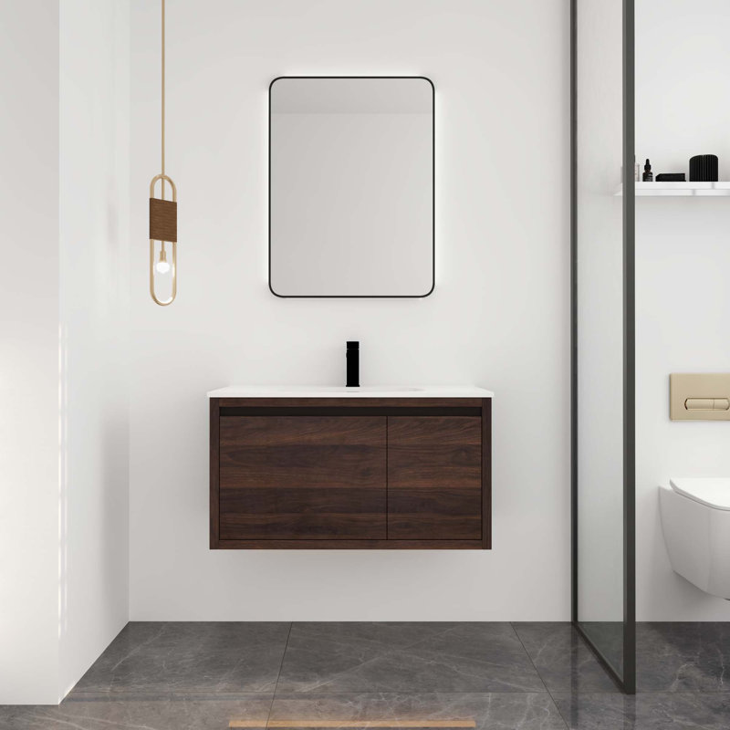 Meuble-lavabo mural 36 po avec lavabo en gel 36 po
