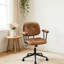 Fauteuil de bureau ergonomique et pivotant, fauteuil de travail à accoudoirs en similicuir avec dossier bas, fonction berçante.-509979261