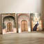 Ensemble de 3 affiches murales encadrées, style indien traditionnel, sur toile : porte du paon, porte ornée et paon dans un jardin de palmiers. Parfait pour la décoration du salon, de la chambre ou du bureau. Style bohème ethnique vintage.-1309609272