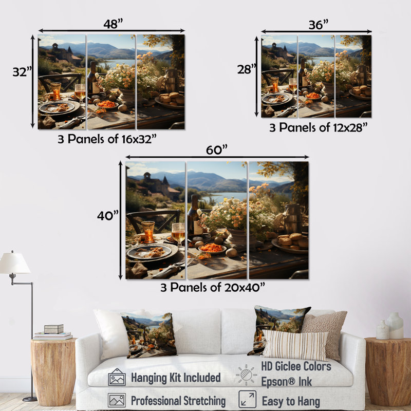 Ensemble d'art mural Rustic Banquet In France III - Repas et pique-niques, H 32 po x l 48 po