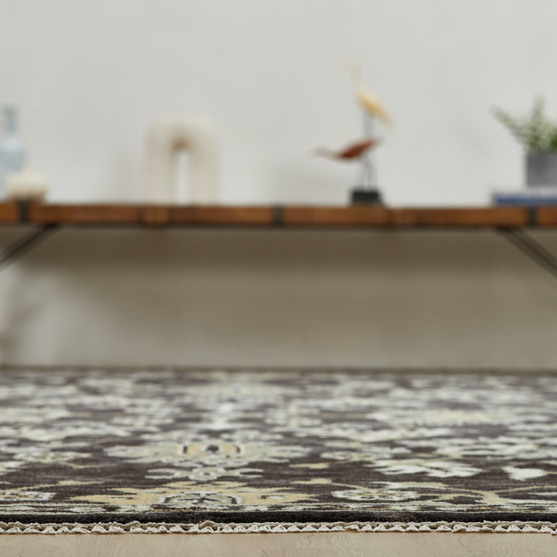 Ember Charcoal Brown Hand-Knotted Wool Oriental Area Rug, Rectangle 10' x 14'