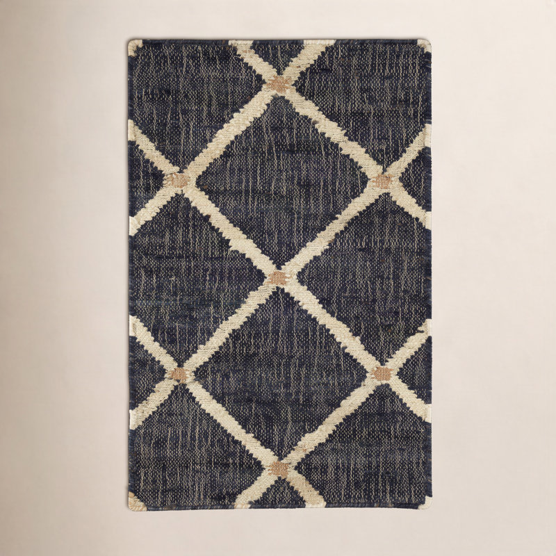 Kali Natural Handwoven Jute Rug, Rectangle 2' x 3', Black/Ivory