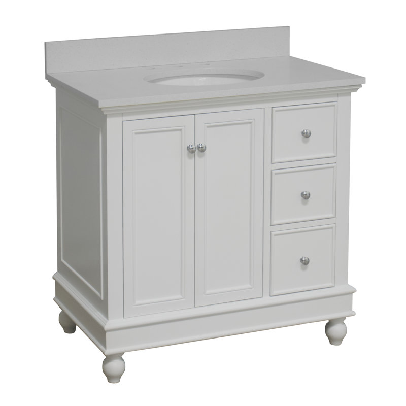 Ensemble de meuble-lavabo simple 36 po Ferdinand, Blanc, Quartz