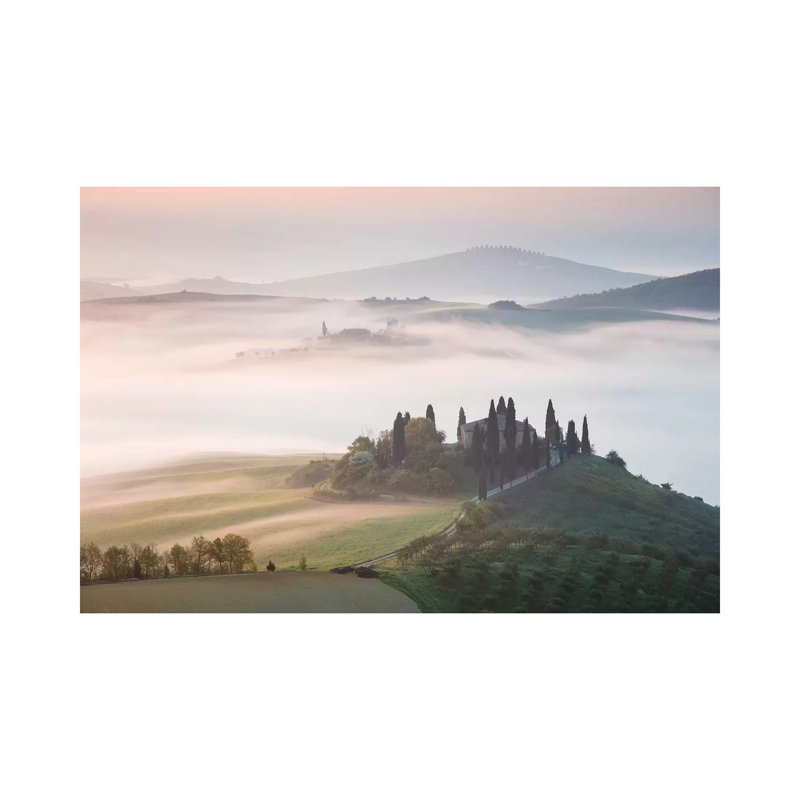Misty Sunrise Over Farmhouse, Tuscany, Italy by Matteo Colombo - Wrapped Canvas Print, 20.32 cm H x 30.48 cm W