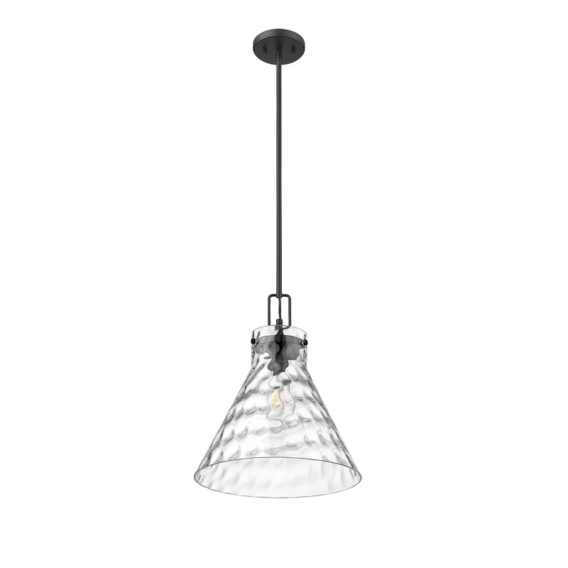 Luminaire suspendu conique à 1 lumière Kamaj, Noir mat