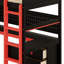 Lit mezzanine pour jouer avec escalier de rangement, bureau, tablettes et panneau perforé-2070491266-2070491265