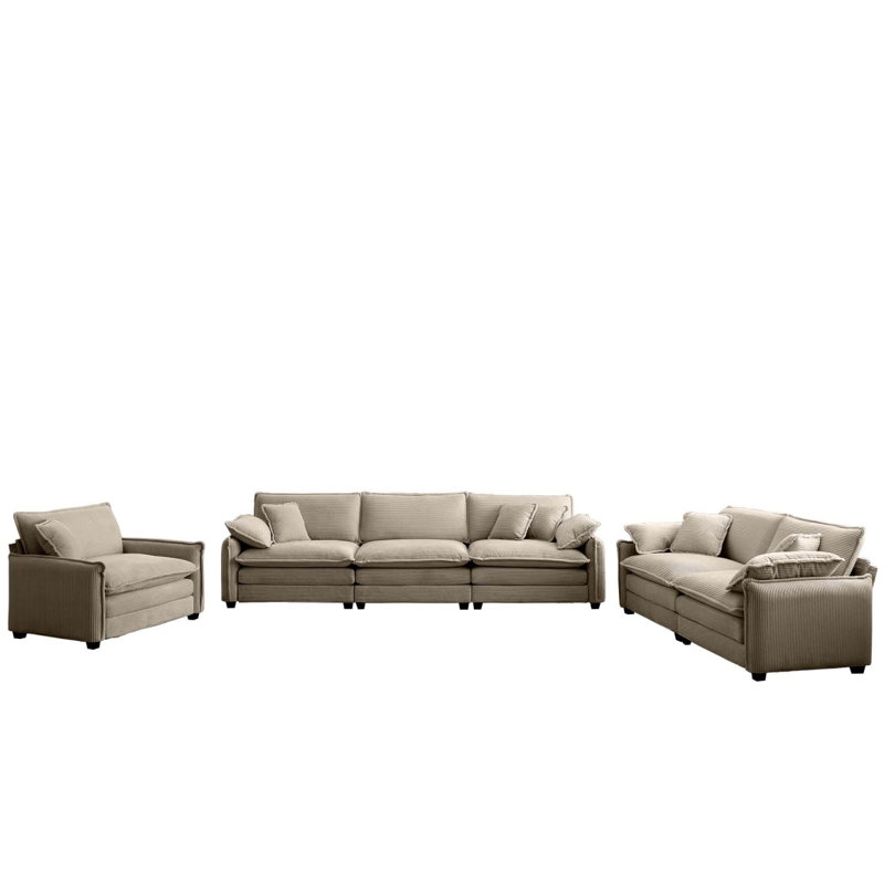 Canapé modulaire surdimensionné 3 pièces Boneless, Tanné