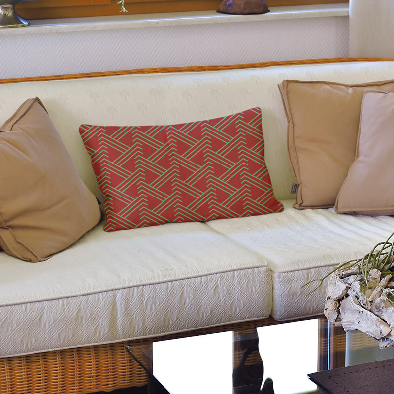 Coussin lombaire 14 po, Rouge foncé / Vert