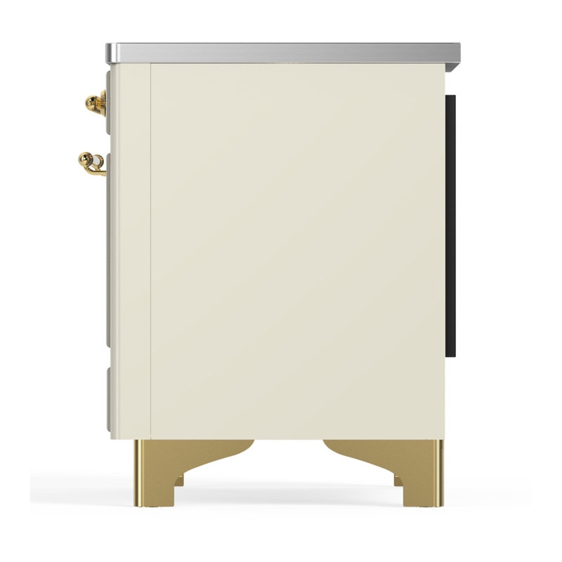 Majestic III Series 40 Inch Induction Range with 6 Induction Elements in Stainless Steel (Brass Trim), Antique White, Brass