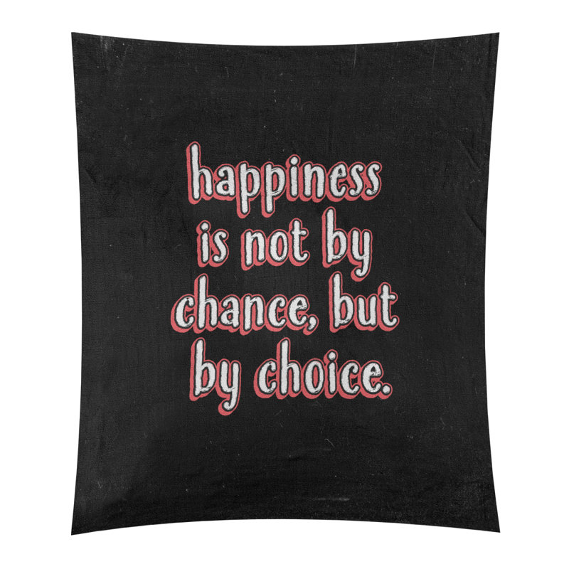 Tapisserie tableau noir en polyester citation de bonheur, H 104 po x l 88 po, Rouge
