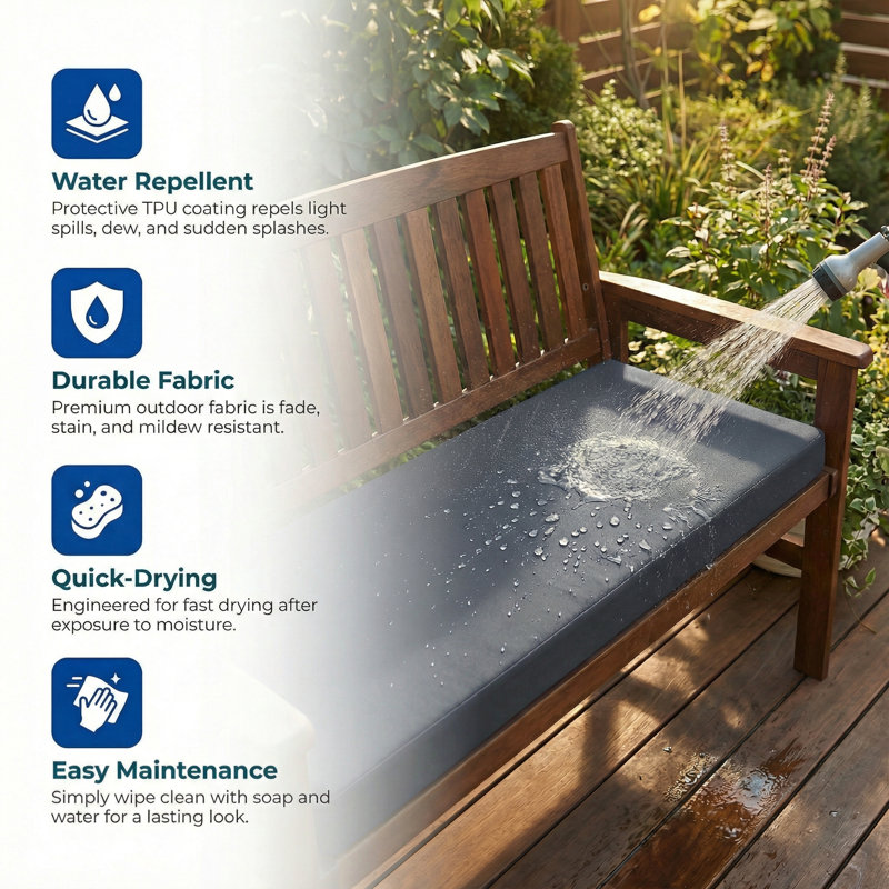 Coussin de banc de jardin 2/3/4 places - Coussin de patio imperméable 300D Oxford Housse amovible, 42.1"×18.1"×3.2"