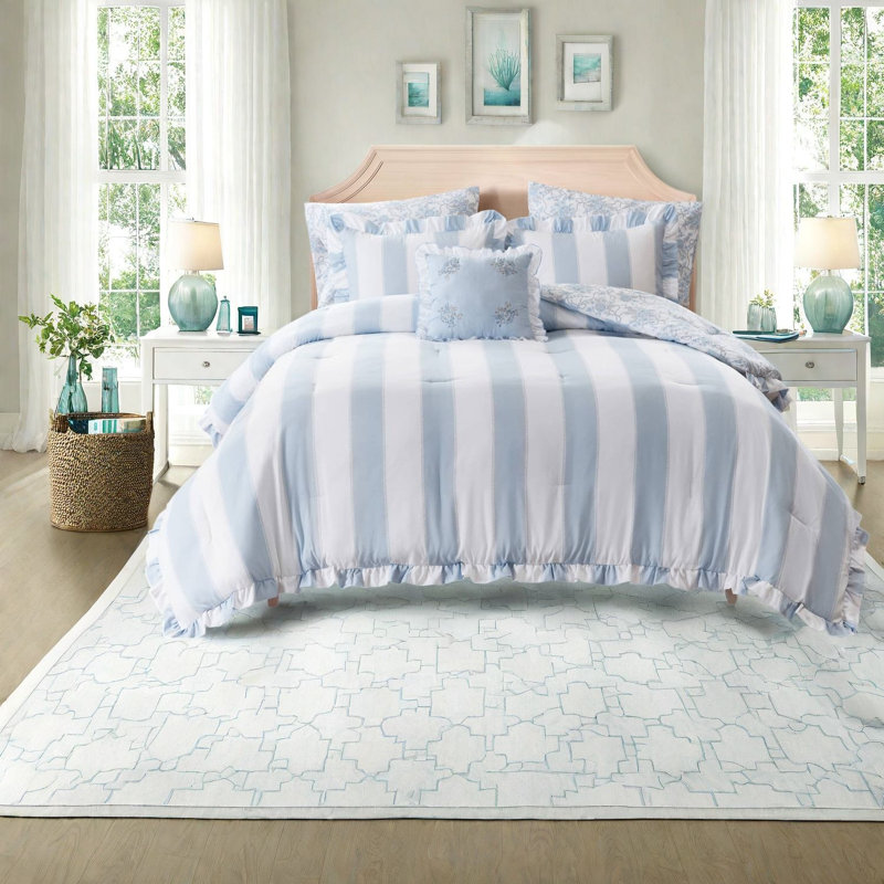 Striped and Toile Comforter Set