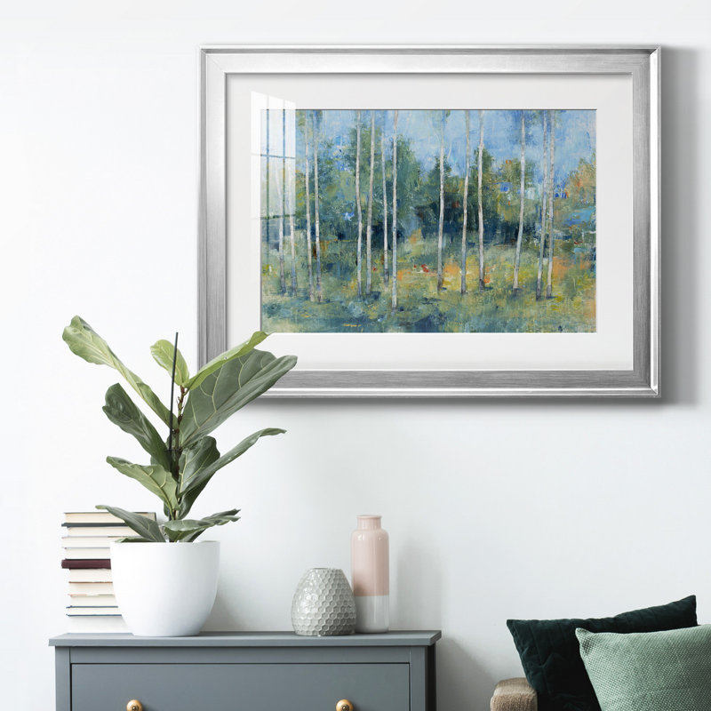 " Woodland View I " Painting Print, Silver, 26.5" H x 36.5" W x 1" D, White