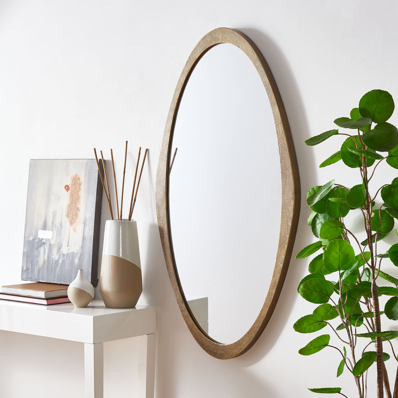 Bores Metal Flat Wall Mirror, Brass