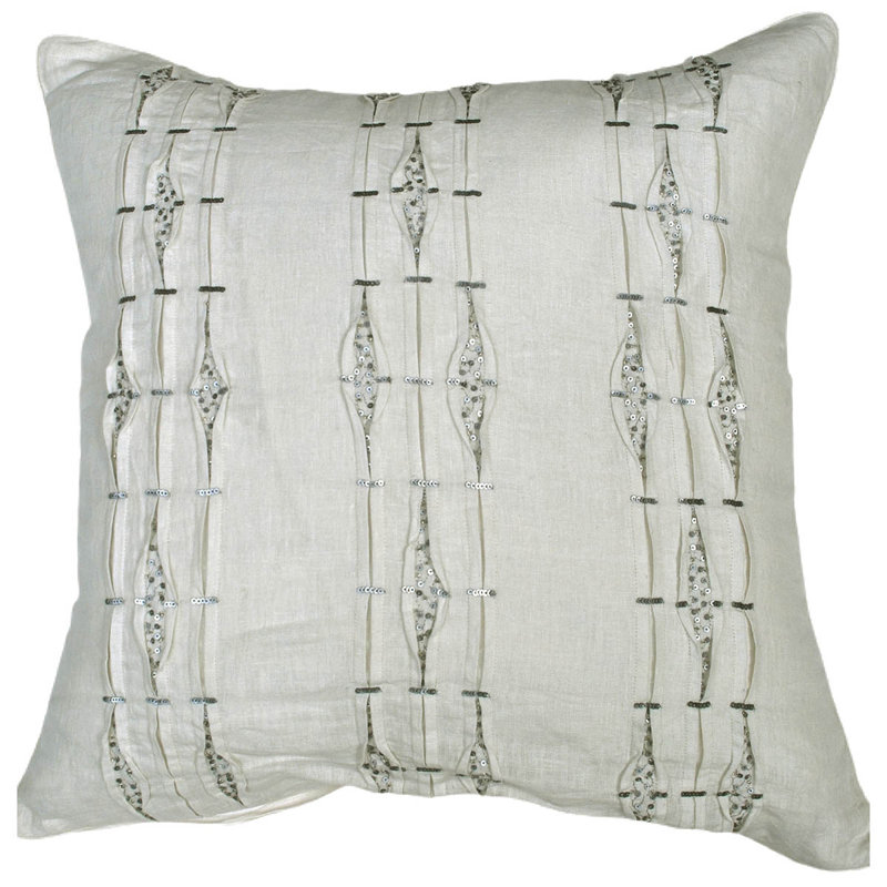 Lino Square Linen Pillow Cover and Insert, Ivory
