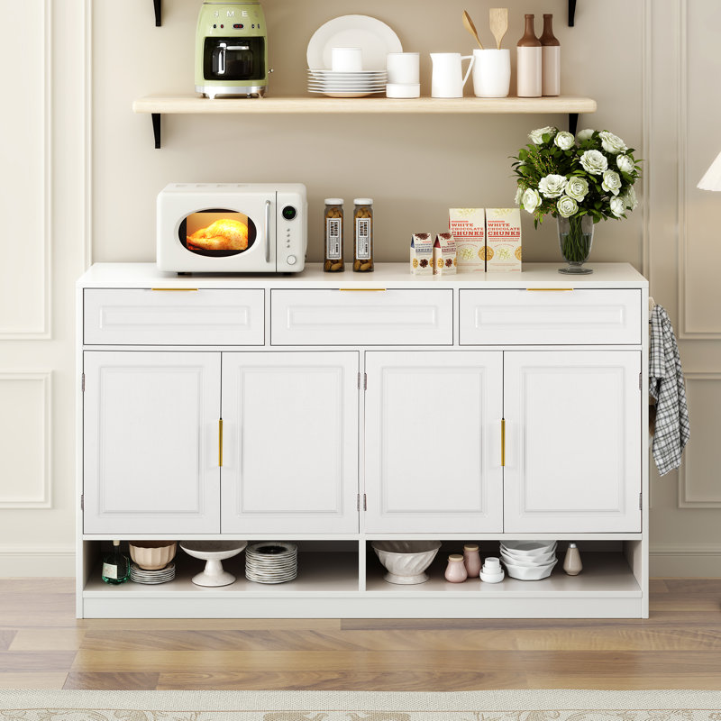 Sideboard With 3 Drawers And 2 Cabinets, White