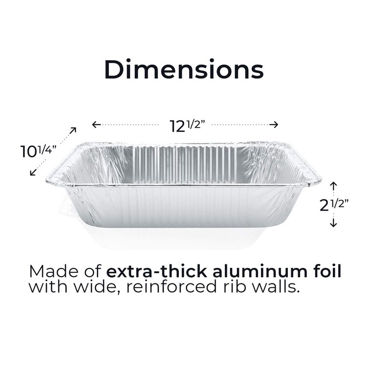 Set of Disposable 9x13 Heavyweight Aluminum Foil Pans Half Size Deep Pans with Dome Lids (Set of 10) Nicole Fantini