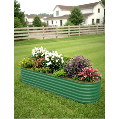 Ensembles de lit de jardin surélevé, boîtes à fleurs surélevées en métal pour l'extérieur avec bordure de sécurité pour le jardinage de légumes, de fruits et de fleurs (8 x 2 x 1,5 pi / 8 x 4 x 1,5 pi)