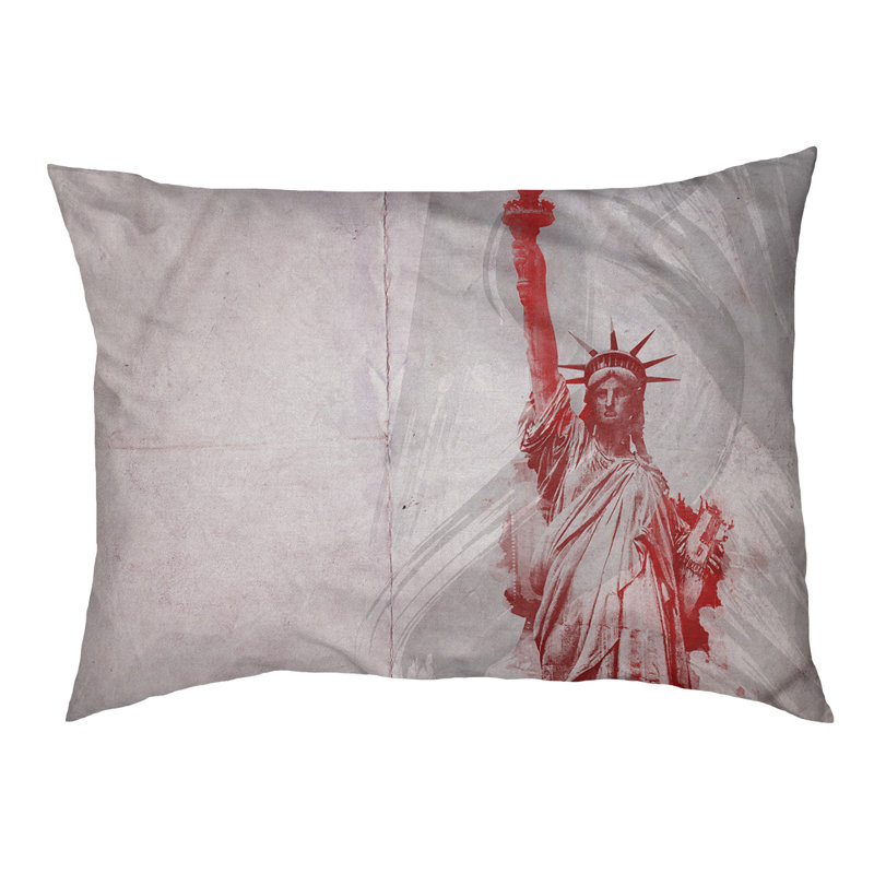 Oreiller statue of liberty designer Burkhardt, L 19,5 po x l 29,5 po, Rouge / brun foncé