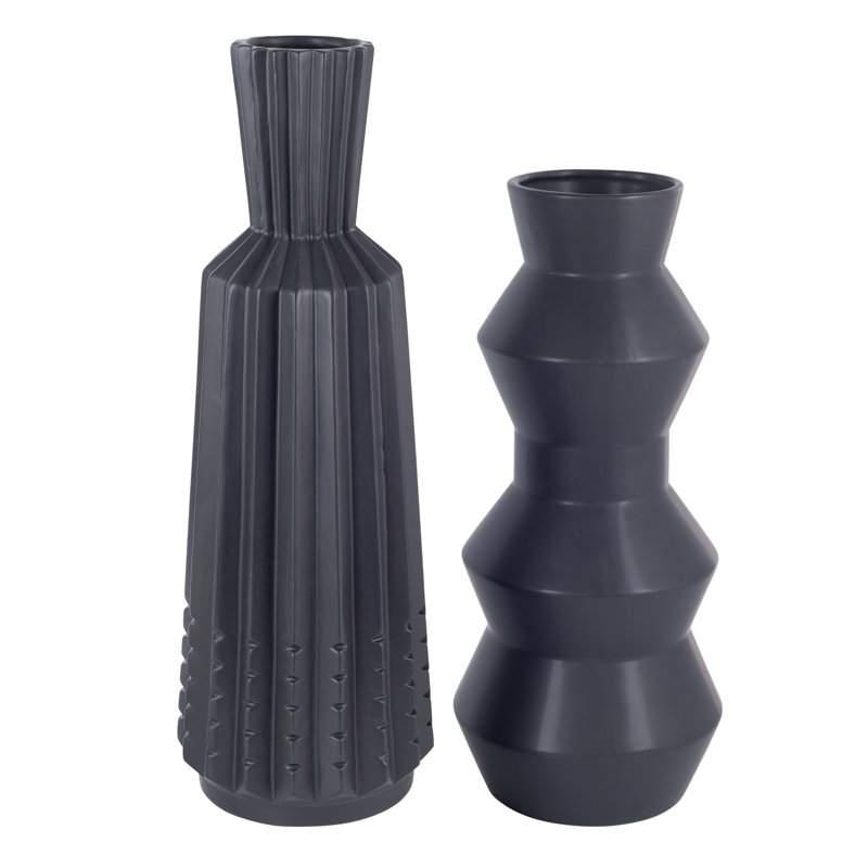 15" Matte Vase – Contemporary Minimalist Ceramic Vase for Any Space, Black