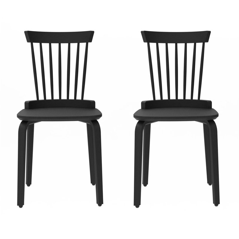 Chaise de salle à manger à dossier à lattes Windsor, Noir, noir, noir, noir