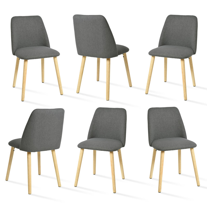 48cm H Linen Upholstered Upholstered Back Side Chair, Dark Grey Fine Linen