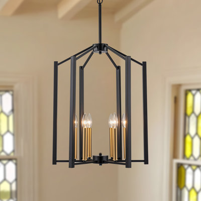  Lustre suspendu cage géométrique 6 lumières à intensité variable noir