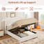 Lit pleine grandeur avec rangement relevable, cadre de lit plateforme tapissier en velours côtelé moderne avec tête de lit à oreilles, rangement hydraulique, aucun sommier tapissier requis, blanc-894327882-894327885