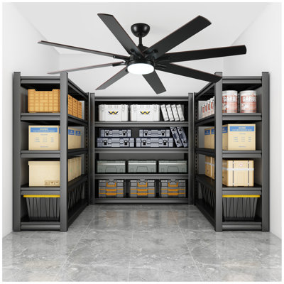 72 Inch Large Ceiling Fans With Lights And Remote, Indoor/Outdoor Black Modern Ceiling Fan For Kitchen Living Room Patio, 6 Speed Reversible Quiet DC Motor, Dual Finish 8 Blades