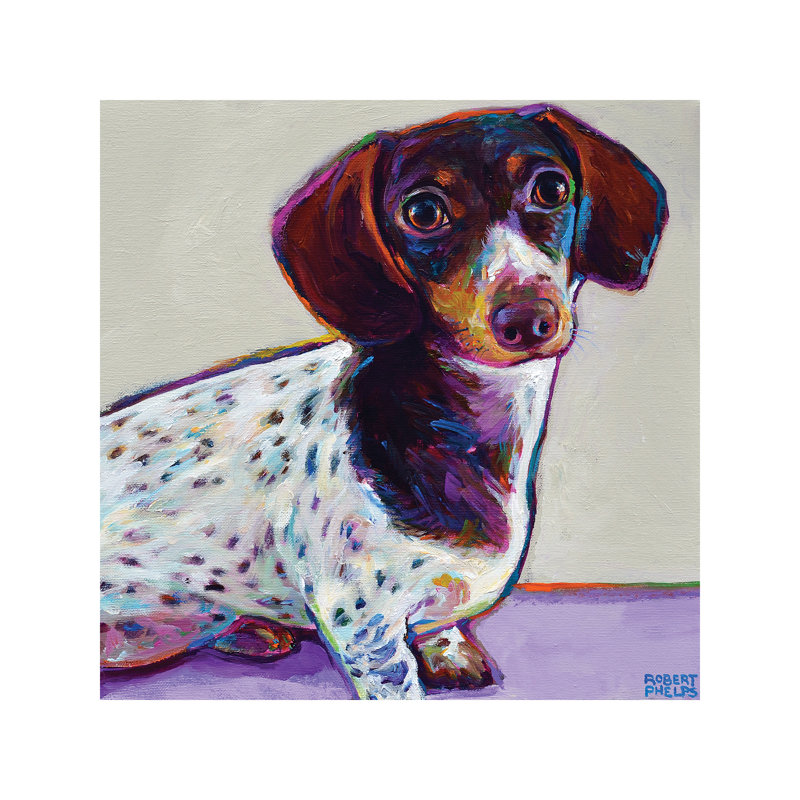 Buttercup The Dachshund - Wrapped Canvas Painting, 66.04 cm H x 66.04 cm W x 3.175 cm D
