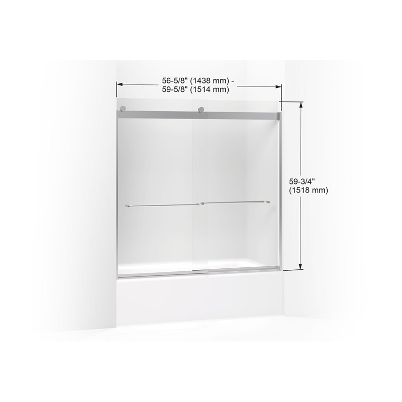 Levity 59.63" x 59.75" Bypass Bath Door with CleanCoat® Technology, Frosted, Bright Silver