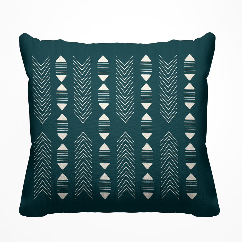 Coussin décoratif intérieur / extérieur Nona Tribal, L 17 po x H 17 po, Émeraude