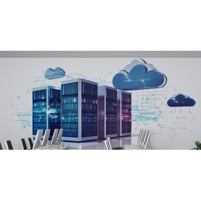 Autocollant mural Cloud Computing, décoration murale pour salle serveur, centre de données, art mural pour entreprise et réseau informatique 684MV