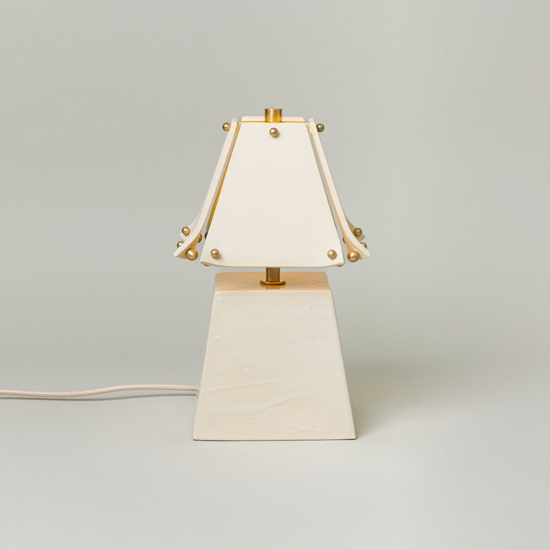 Osen Table Lamp, Bone, 13.5" H x 7.5" W x 7.5" D, Glace