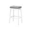 De 2 tabourets de bar, siège de selle à hauteur de bar standard, sous-section en bois blanc, revêtement gris, apparence des sièges en biscuit doux, coussins douillets