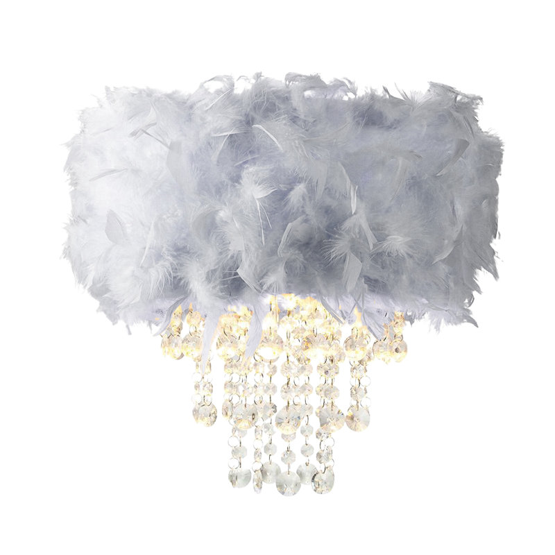 32cm Silk Drum Pendant Shade, Grey