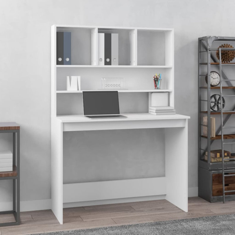 vidaXL Desk with Shelves Working Computer Desk Office Furniture Engineered Wood, White