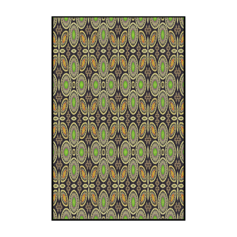 Tapis décoratif vert géométrique, Rectangle 5 pi x 7 pi
