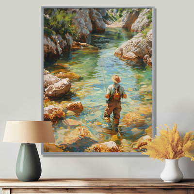 Pêche à la truite fluviale dans les montagnes II - Chasse et pêche, art mural