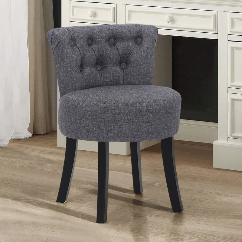 Lang Solid Wood Accent Stool, Dark Grey