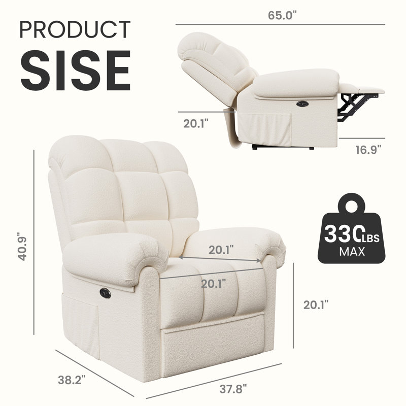 Fauteuil inclinable Kaysah, Velours beige