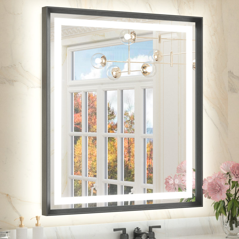 Miroir de salle de bain Dineen, Noir, 36 po x 30 po