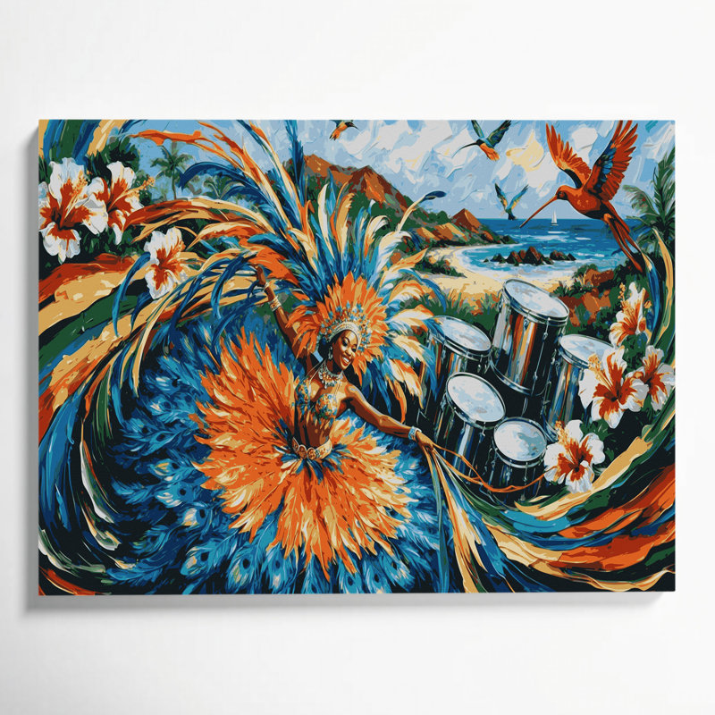 Art mural sur toile bleue avec villes «Trinité-et-Tobago», H 24 po x l 36 po