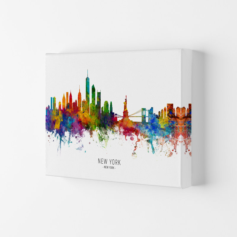 New York New York Skyline by Michael Tompsett - Print, 21cm H x 29.7cm W x 4cm D, Wrapped Canvas