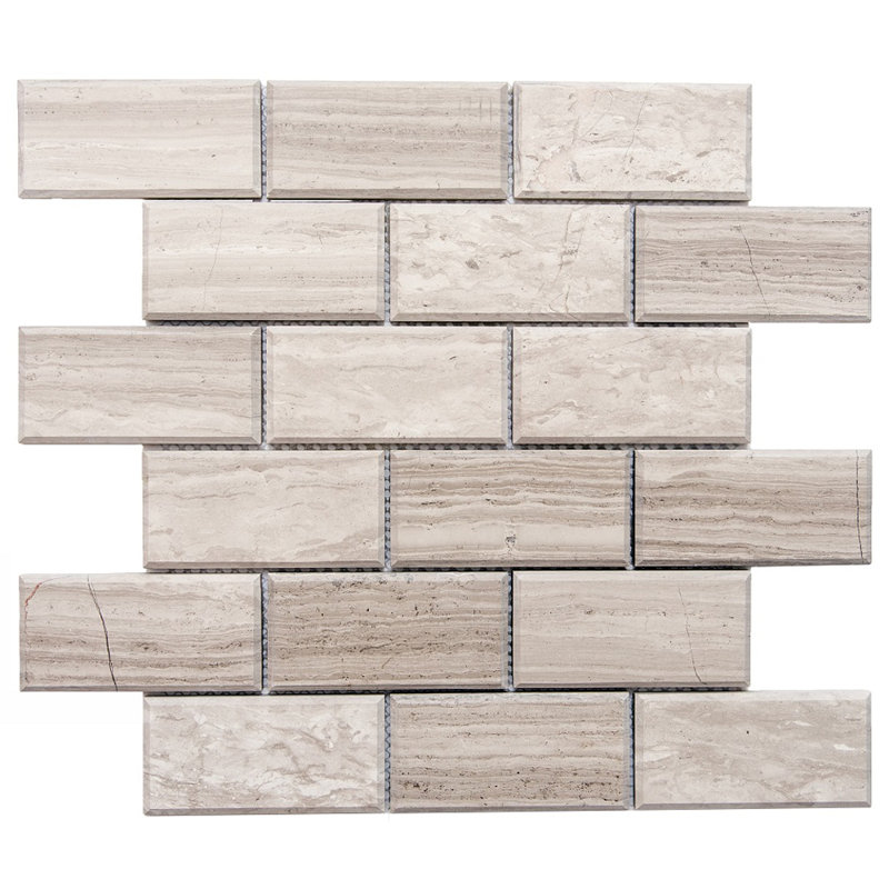 Santorini 2" x 4" Marble Brick Joint Mosaic Wall Tile, Taupe