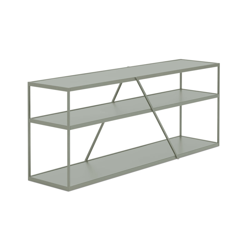 NeedWant Etagere Bookcase, (2 Shelves) 25" H x 63" W x 16" D, Gray Green