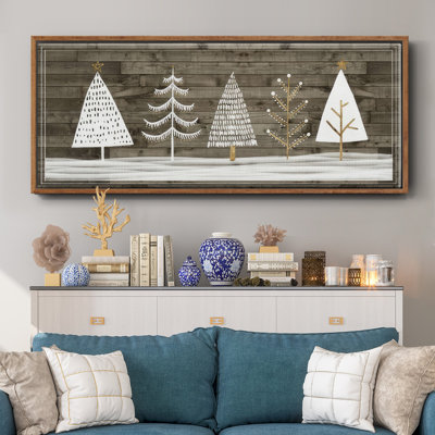Wooded White Christmas Collection - Toile avec cadre en D