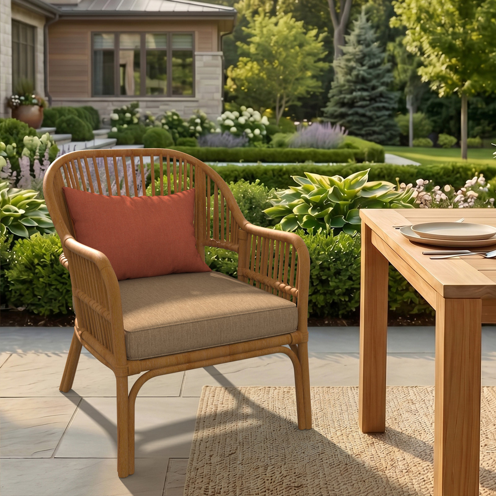 Amala Outdoor Sunbrella® Dining Seat Cushion, Sunbrella® Heather Beige