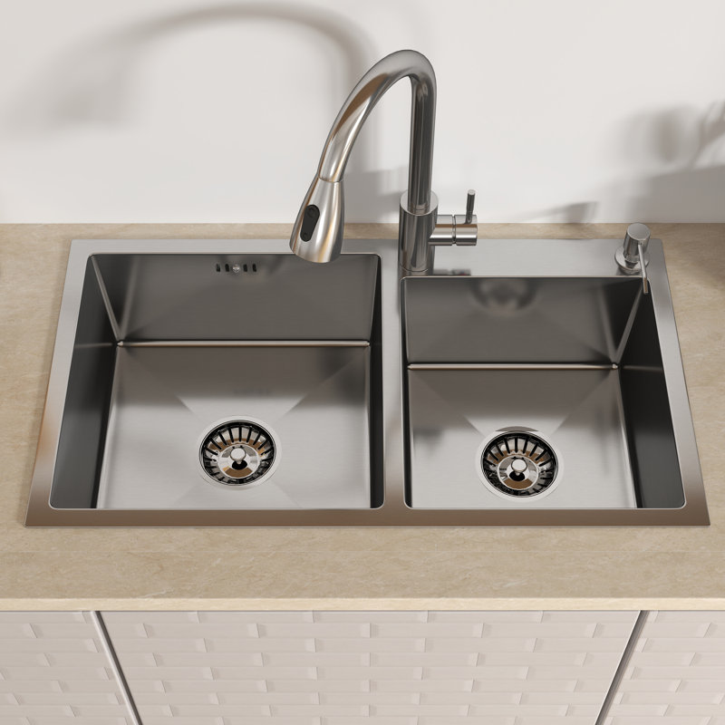 30" Drop In Double Bowl Kitchen Sink, 30"